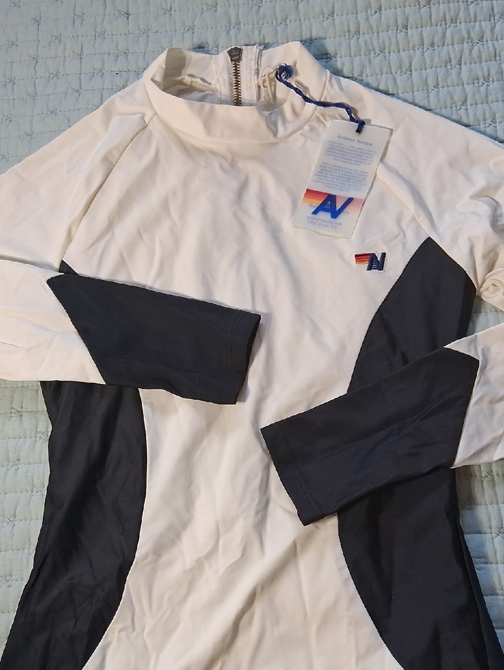 Aviator Nation Cream And Black Surf Suit